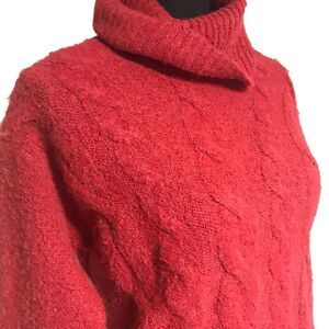 BP. Candy Red Cable Knit Turtleneck Sweater N0448